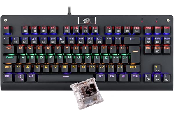 Teclado Mecânico Redragon Dark Avenger Preto Iluminação Rainbow Switch Marrom K568R