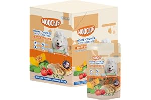 MOOCHIE Home Cooked Superfood Wet Dog Food - Beauty Skin & Coat - Chicken, Pumpkin & Tomato - No Artificial Flavors or Preservative - 6 x 9 oz Pouch