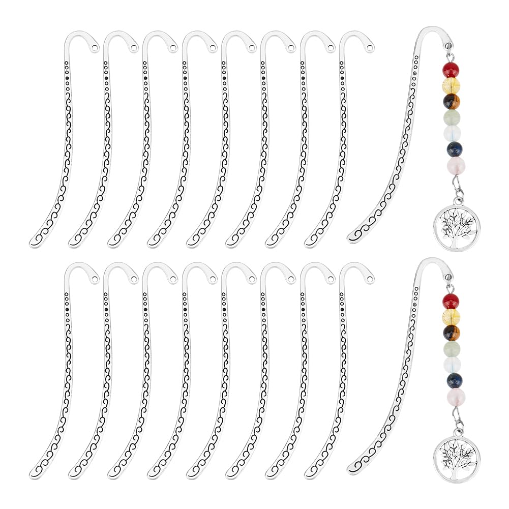 UNICRAFTALE 30pcs Tibetan Style Bookmarks Metal DIY Bookmark Hook with Loops Antique Silver Metals Bookmark Metal Carving Hook Marks Page Markers for Student Teacher Book Lover Gofts