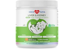COCO AND LUNA Milk Thistle for Cats - 4oz Powder - Natural Liver Supplement - with Same and L-Arginine - Detox, Hepatic Support, Promotes Liver Healthy Function, Kidney Support