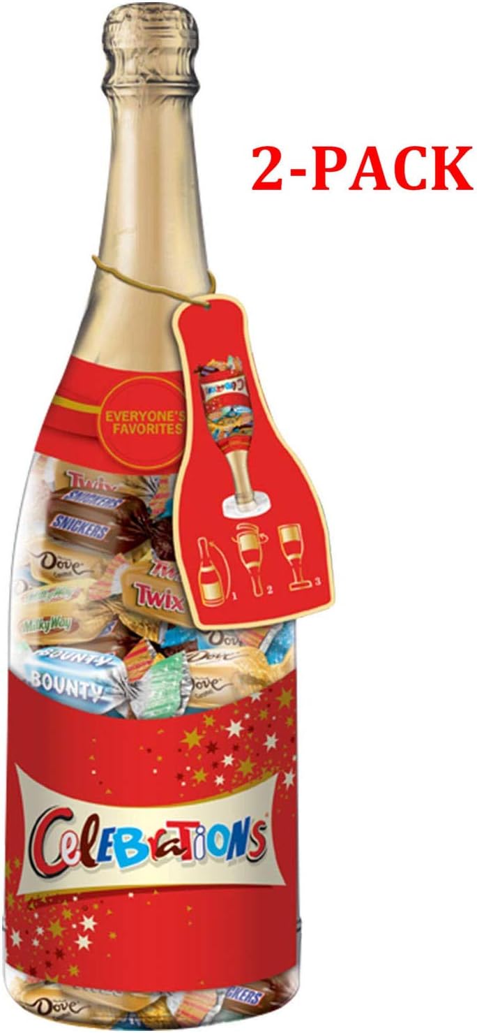 Chocolate Variety Mix Christmas Candy Bars in a 21-Ounce Champagne Bottle (21 oz (2-Pack))