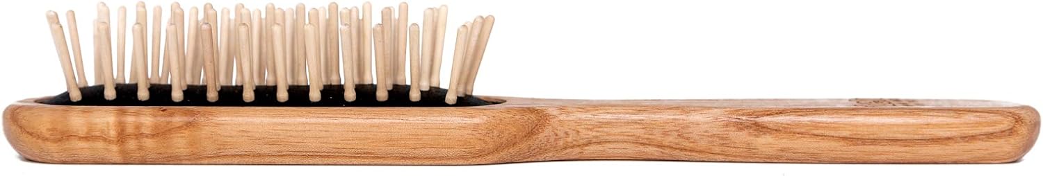 TEK - Rectangular Brush with Short Tooth in Ash Wood Handmade in Italy, for Short Hair - 22 x 4 cm, Light Brown - Image 3