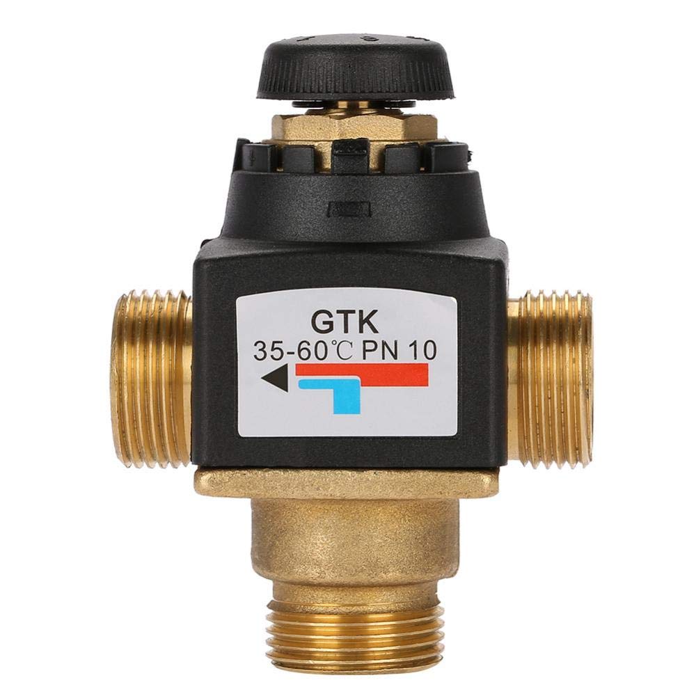 Thermostatic Mixing Valve, Brass Thermostatic Mixing Valve, with G3/4 Male Thread, DN20 3-Way, for Shower Solar Heating System Water Temperature Control