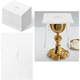 Tegeme 12pack Embroidered Cotton, Linen Purificator with White Cross Center | Embroidered Purificators for Linen Towel, Catholic Communion Supplies, Catholic Church Altar Cotton, 12 x 18 Inch