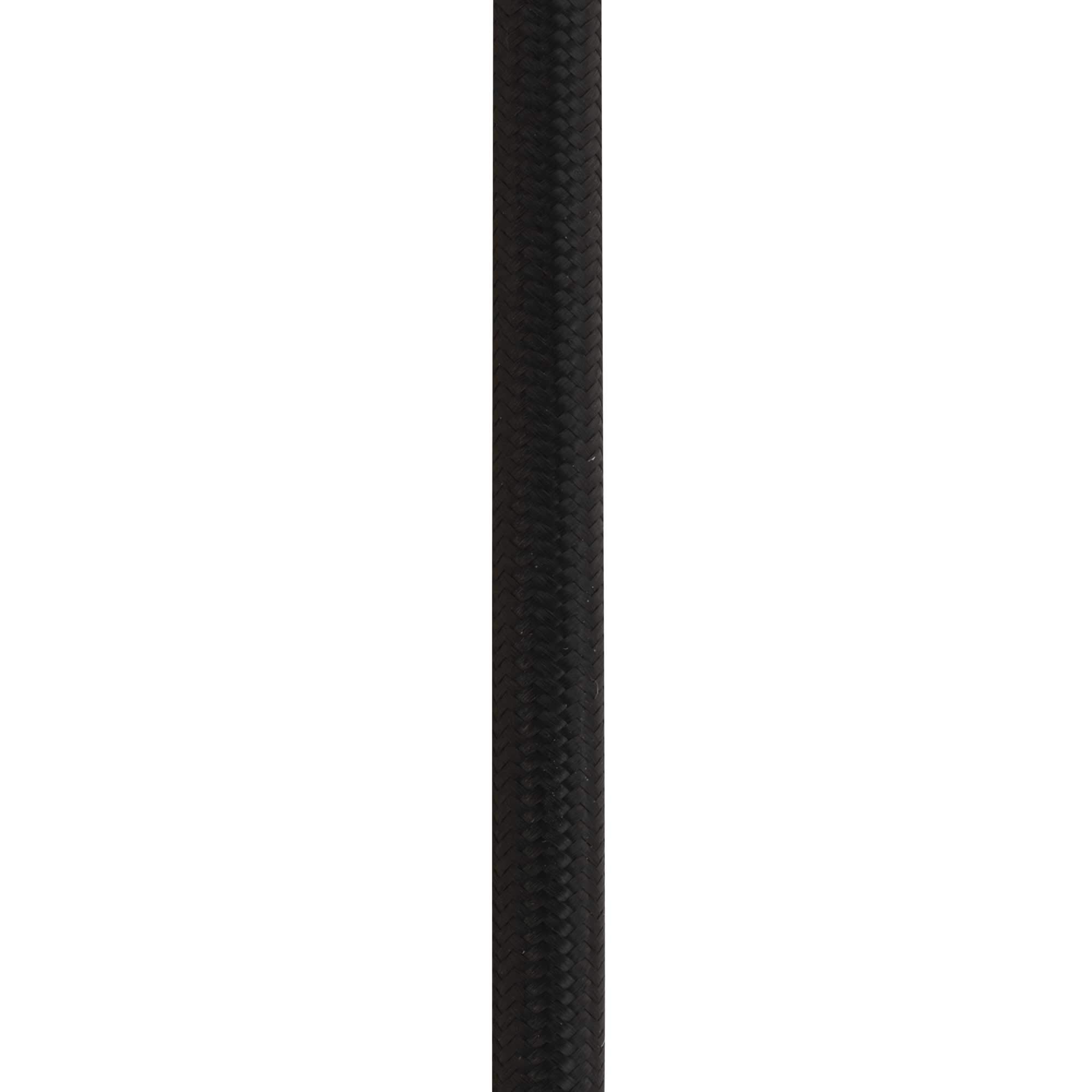 ElekTek Black Round Vintage-Style Braided Fabric Covered Lighting Flex Cable 2m Pack Length, 3-Core 6 Amp (0.75mm), EU Manufactured