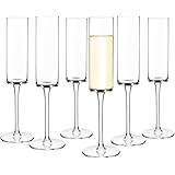 Set of 6 Crystal Champagne Flutes Champagne Glasses Hand Blown Classy Champagne Flutes 100％Lead Free Quality Sparkling Wine S