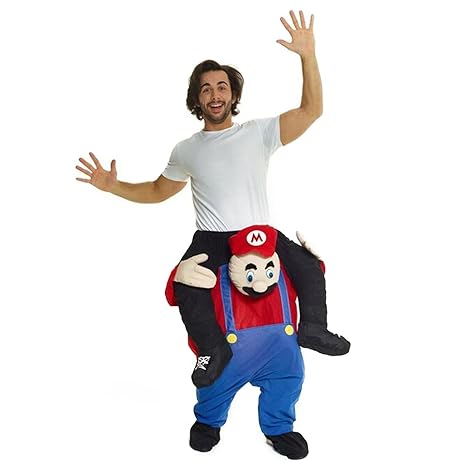 Erwachsene Neuheit Mario Super Bruder Huckepack Kostüme Tragen Mich Lustig Kleidung - Einheitsgröße