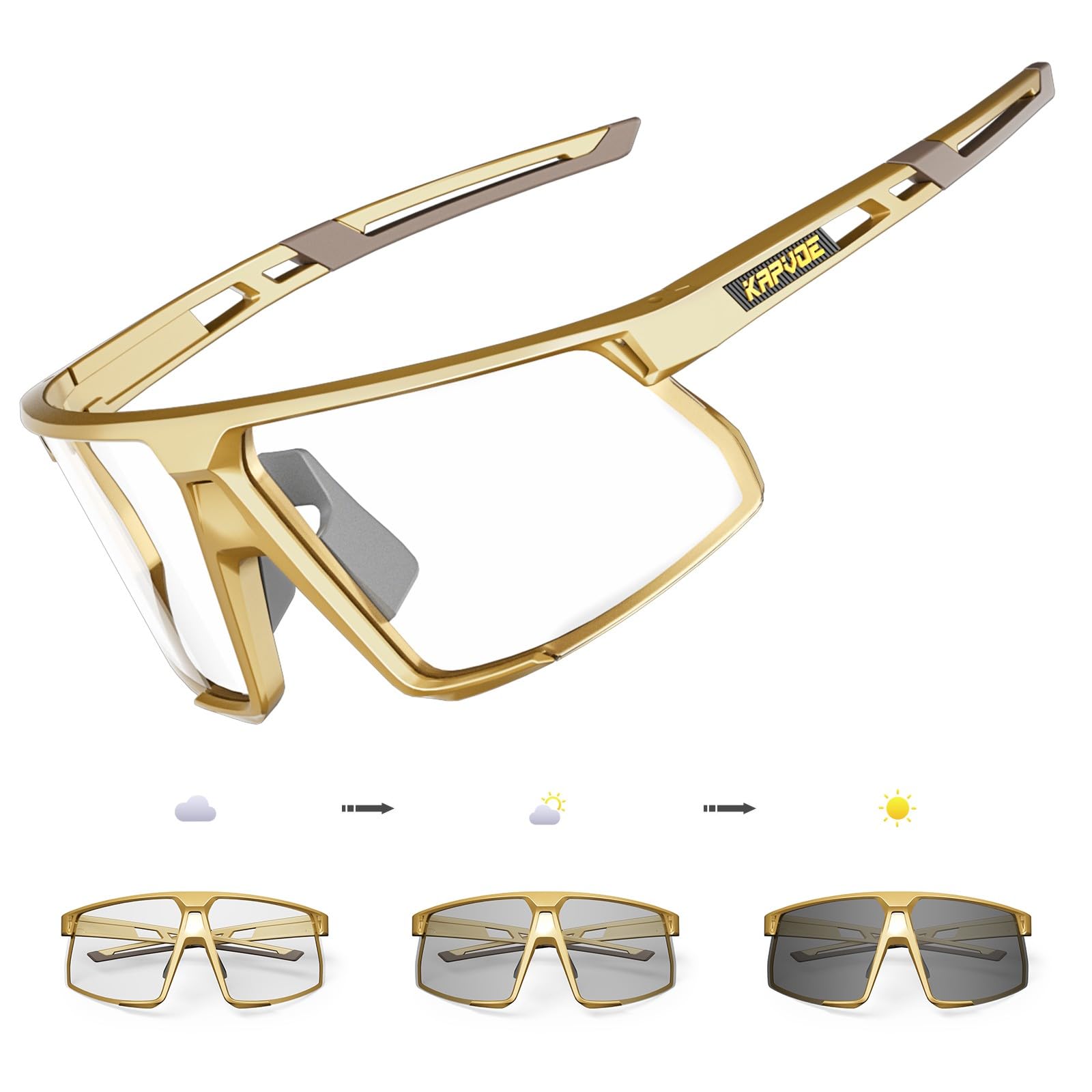 KAPVOE Photochromic Cycling Glasses Men Women Mountain Bike Sunglasses Clear MTB Sports Glasses K182