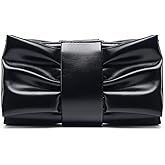 DETARA Elegant Bow Clutch Purse for Women Soft Pleated PU Evening Bag with Detachable Chain for Prom Party Wedding