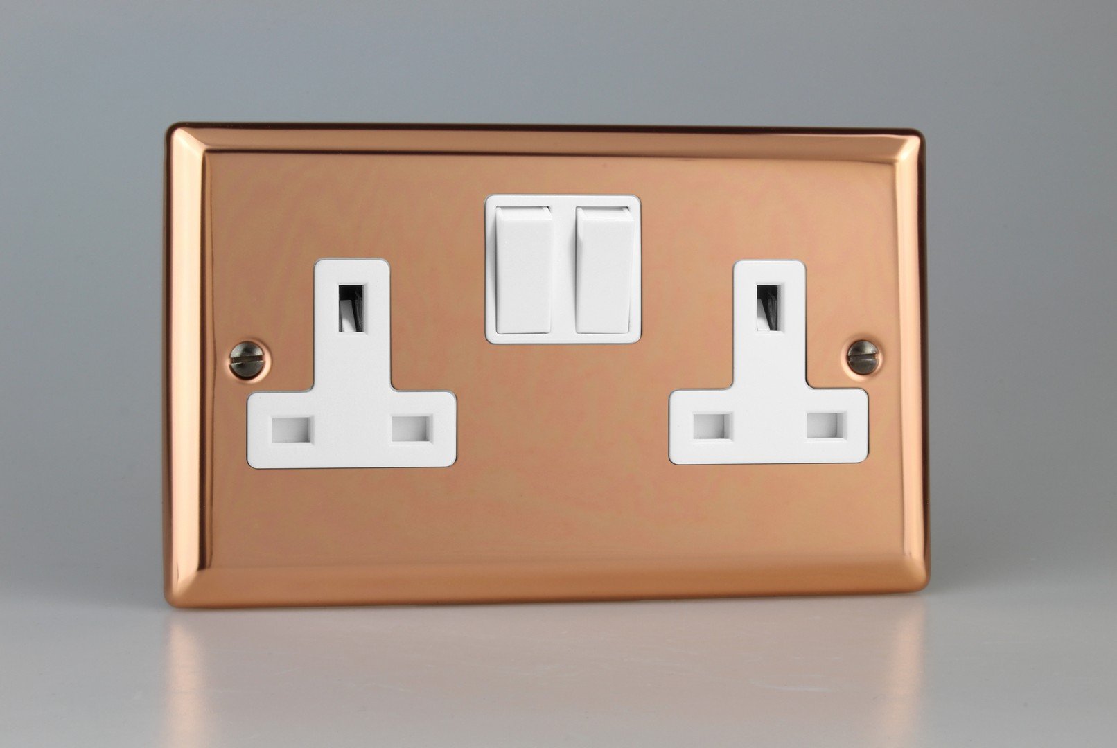 Varilight 2-Gang 13A Double Pole Switched Socket Polished Copper