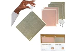 Papaya Reusable Paper Towels 4-Pack - 4 Sheets + 2 Hooks, 1 Sheet Replaces 17 Rolls, Quick Drying, No Odor, Washable Kitchen 