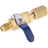 Air Conditioner Ball Valve 1/4" SAE Adapter, Straight Shut-Off Valve for HVAC A/C Automotive Service Tools, Fits for R134A R22 R12 R410A Refrigerant