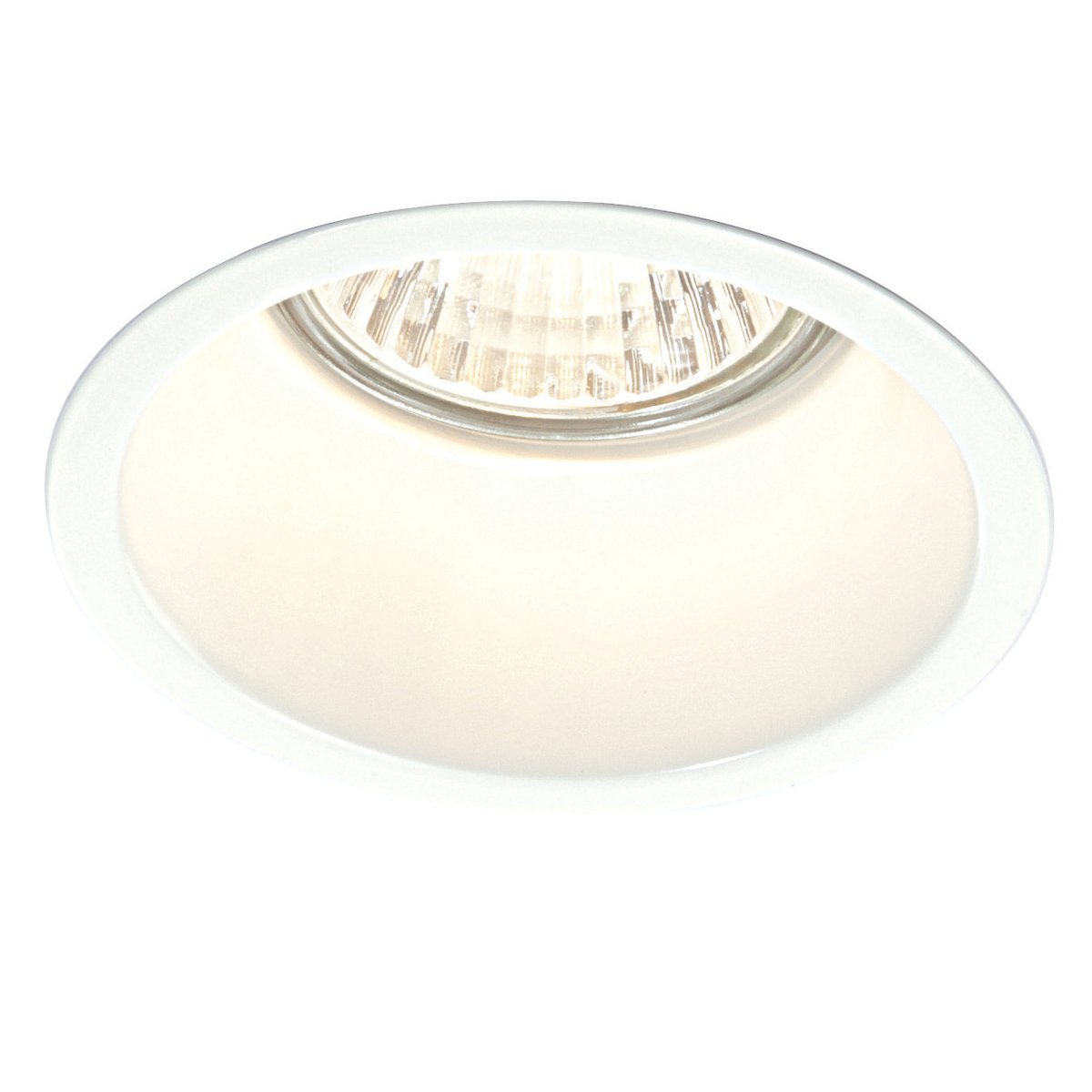 Peake Anti Glare Dimmable Low Profile Recessed Downlight GU10 Spotlight in a Gloss White Finish