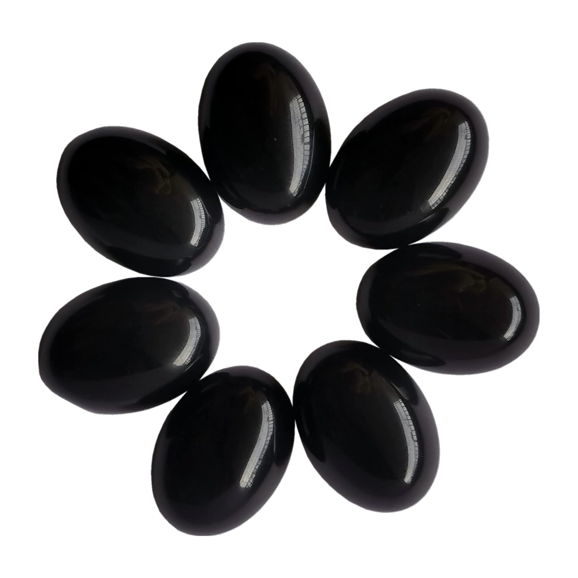 Manekieko 7 Pcs Natural Black Obsidian Oval Cabochons Flatback Crystal Stone Gemstones Beads for Jewelry Making DIY,18x13mm