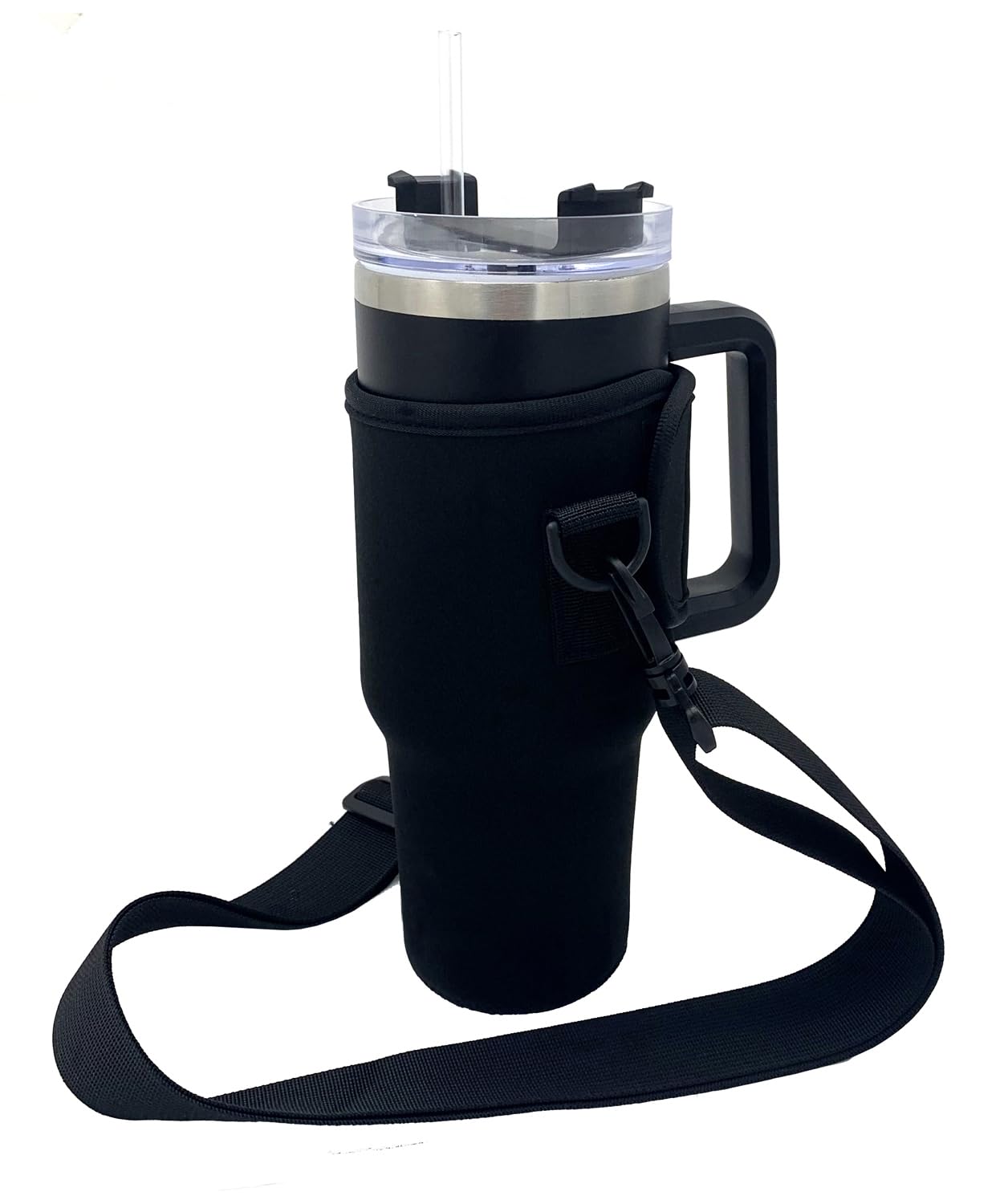 KOSTOO Insulator 40oz Tumbler Sleeve, Reusable Protective Water Bottle Sleeve Cover with Handle Strap for Stanley/Simple Modern 40oz Tumbler (Neoprene Black)
