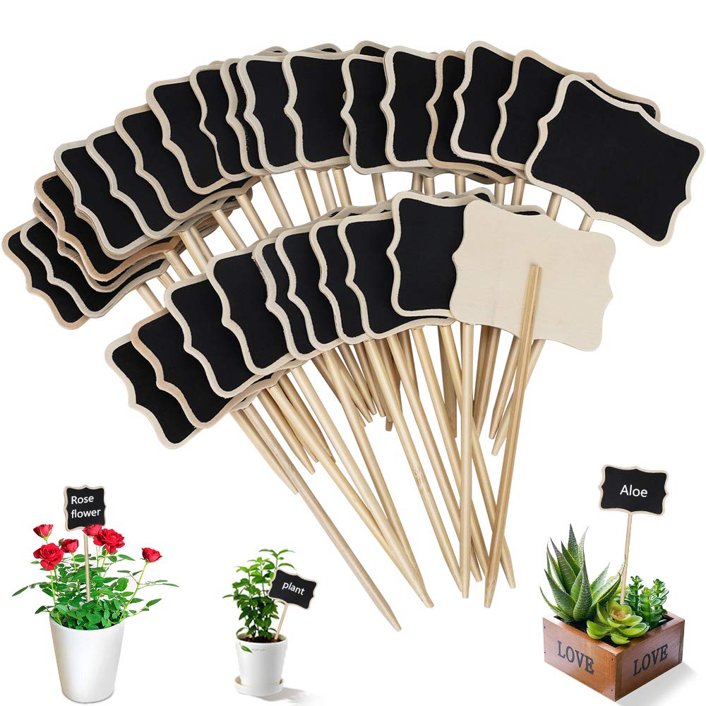 Plant Labels,T Type Garden Markers Tags 30 pcs Wooden Chalkboard Plants Marker for Seed Potted Herb Flower Vegetable