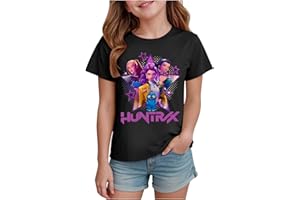 Girls T-Shirt Cute Cartoon Graphic Tees Trendy Funny Anime Hunters Shirts Kids Short Sleeve Crewneck Tshirt Loose Pink Tops