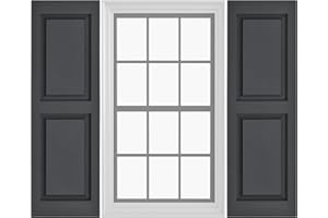 Pontiac Trail Raised Panel Vinyl Shutters (1 Pair) | 14.5"x67" - Cornerstone Grey | Exterior Window Shutters | Includes Mounting Hardware | Simple Installation | Made in USA