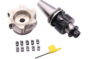 BESTPARTS CAT40-FMB32-60 Shank Face End Mill Arbor and 4"/100mm Cutting Diameter 6 Flute 400R-100-32-6T CNC Face End Milling Shell Cutter with 10Pcs APMT1604 Carbide Inserts and T15 Wrench