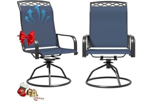 JMGJOY Patio Swivel Chair Set of 2, High Back Textilene Patio Chairs, Swivel Dining Chairs for Outdoor – 360° Swivel Rocker Chair, All-Weather Metal Frame for Porch, Garden, Deck, Poolside (Blue, 2-Piece)