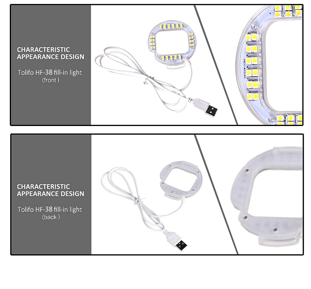 Tolifo 38 LED USB Port Ring Shooting Night Flash Light is compatible with GoPro Hero 4 Session.