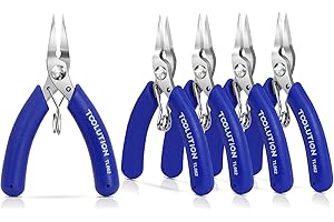 TOOLUTION 5 Pack Chain Nose Pliers for Jewelry Making - Small Needle Nose Pliers Set - Flat Nose Pliers for Craft Bracelet Ea
