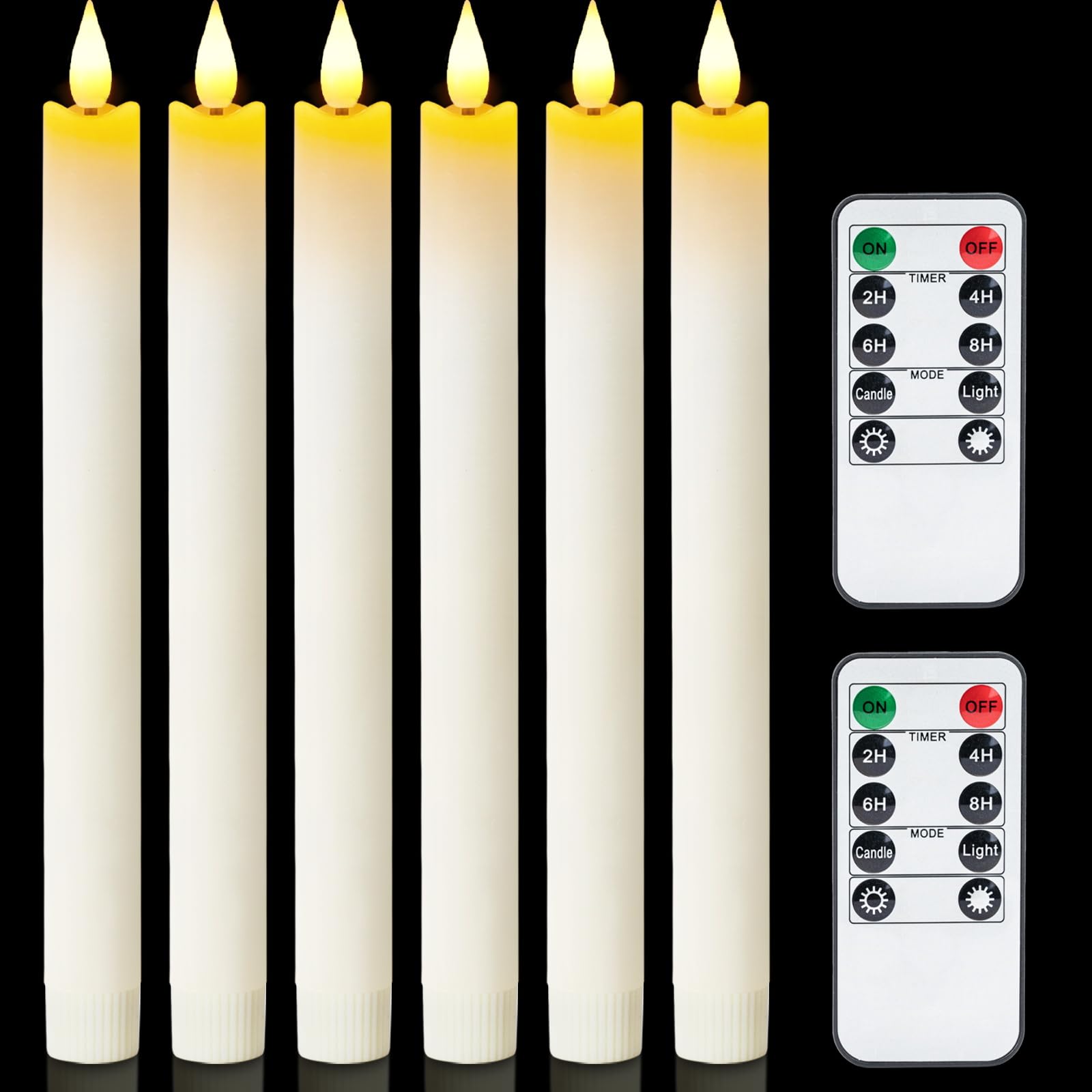 Photo 1 of ***NO REMOTES*** Raycare 6 PCS Flameless Taper Candles with Remote and Timer, Real Wax White LED Candlesticks Battery Operated, 9.6 inch Window Candles for Fireplace Christmas, Halloween