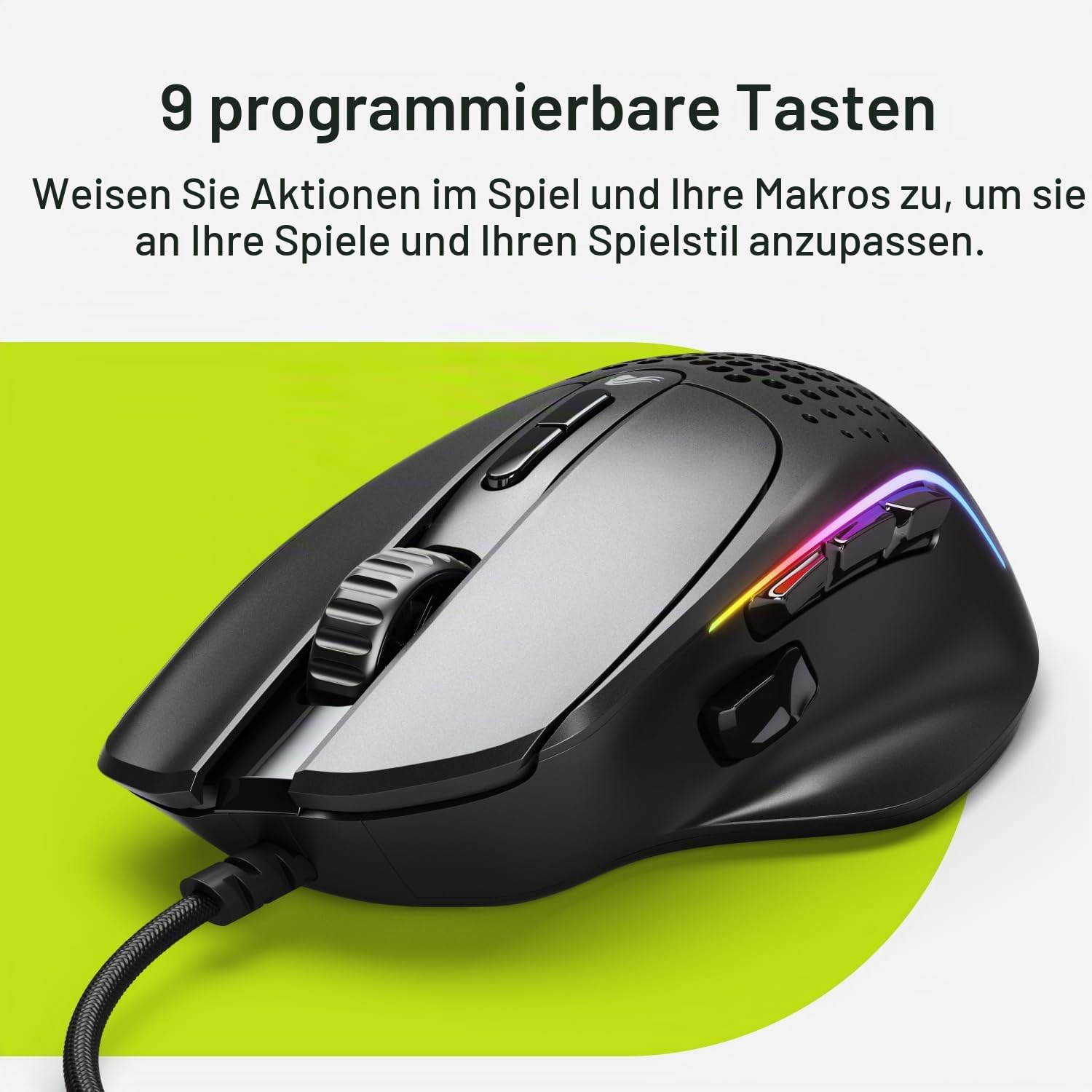 GLORIOUS Model I 2 Kabelgebundene Gaming-Maus, 66g 9 Makro-Tasten Schwarz 4