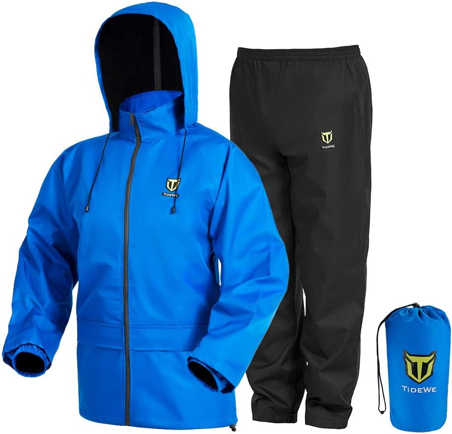 TideWe Rain Suit, Waterproof Breathable Lightweight Rainwear (Black Size XXXL): Automotive