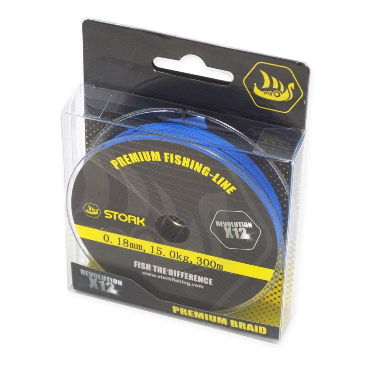 Stork Revolution 12-Way Braided Premium Fishing Line 300 m (Blue, 15 kg / 0.18 mm)
