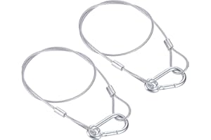 PATIKIL Stainless Steel Safety Cable 23.6"/60cm, 2Pack 2.5mm Flexible Security Wire Rope Lock Double Loops with Hook for Stag