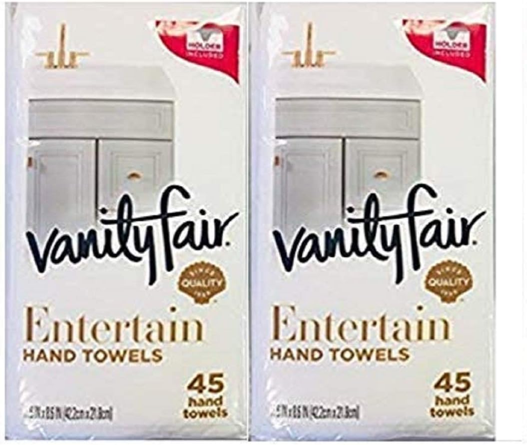 Vanity Fair Paper Hand Towels with Holder, 45 Count, Pack of 2