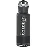 Coldest Insulated Water Bottle with Straw Lid - Stainless Steel Metal Insulated Bottle for Men & Women (Stealth Black, 32 oz)