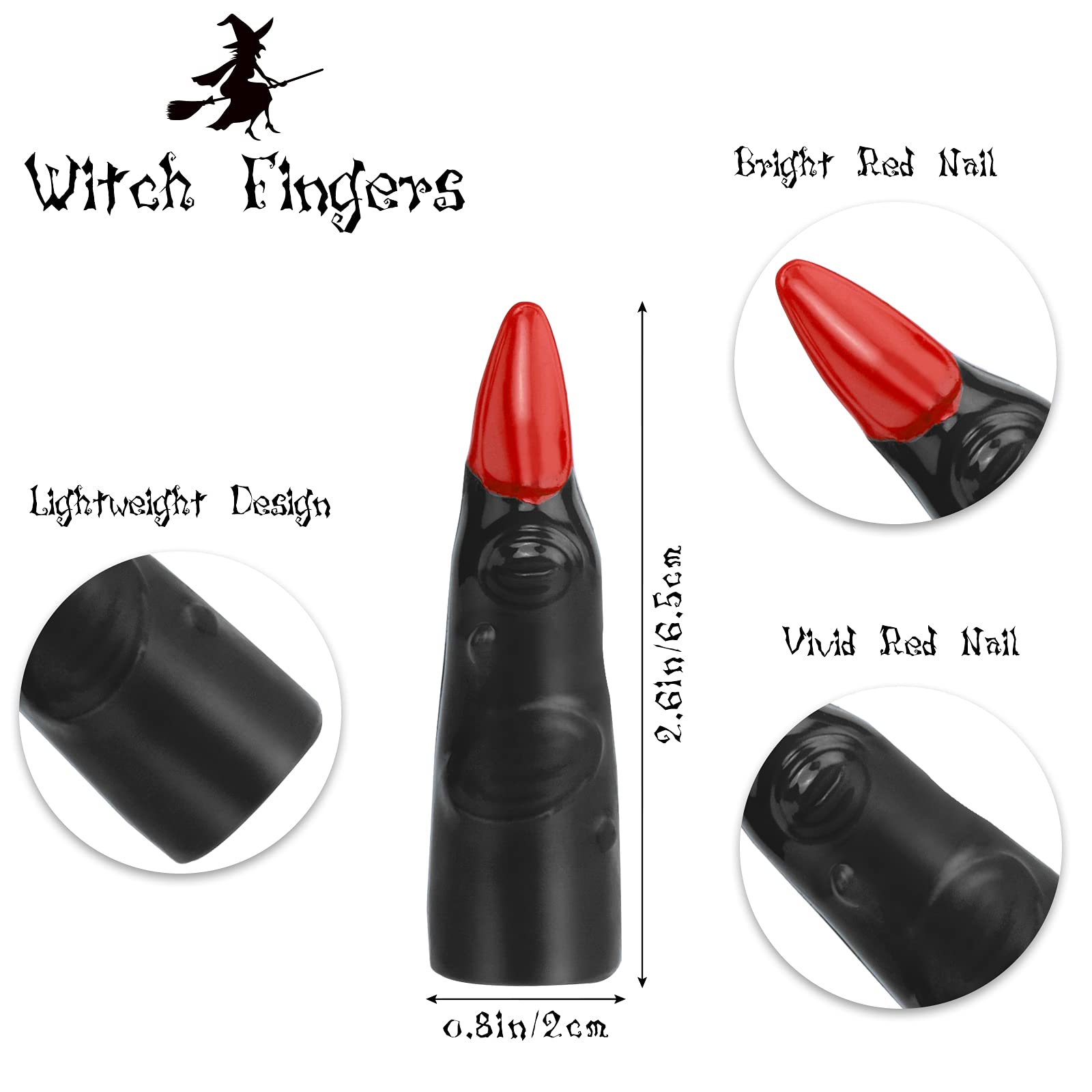 50 Pcs Finger Pointers for Kids Reading Multicolor Witch Fingers, Finger Nail Covers for Kindergarteners Young Readers Masquerade Cosplay Costume Party Decorations