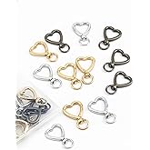 12 PCS Heart Shaped Carabiner Clip, Cute Keychain Clasp, Metal Spring Key Ring, Small Swivel Snap Hooks, Mini Buckle for Keys Craft DIY Purse Handbag Hardware Charm, Multi-Color (Heart Swivel)