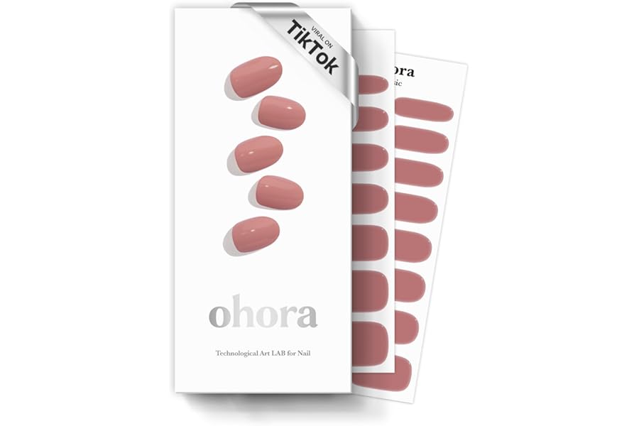 ohora Semi Cured Gel Nail Strips (N Ash Pink) – Pink, Solid, Works with Any UV/LED Lamps, Salon-Quality, Long Lasting, Easy to Apply & Remove – Includes 2 Prep Pads, Nail File & Wooden Stick