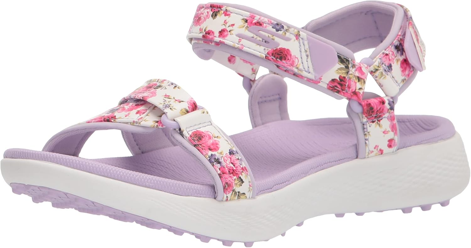 Skechers Women's 600 Spikeless Golf Sandals Shoe, White/Multi Flower