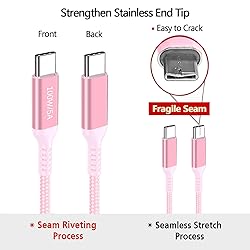 100W USB-C to USB-C Long Charging Cable 10FT,Type-C