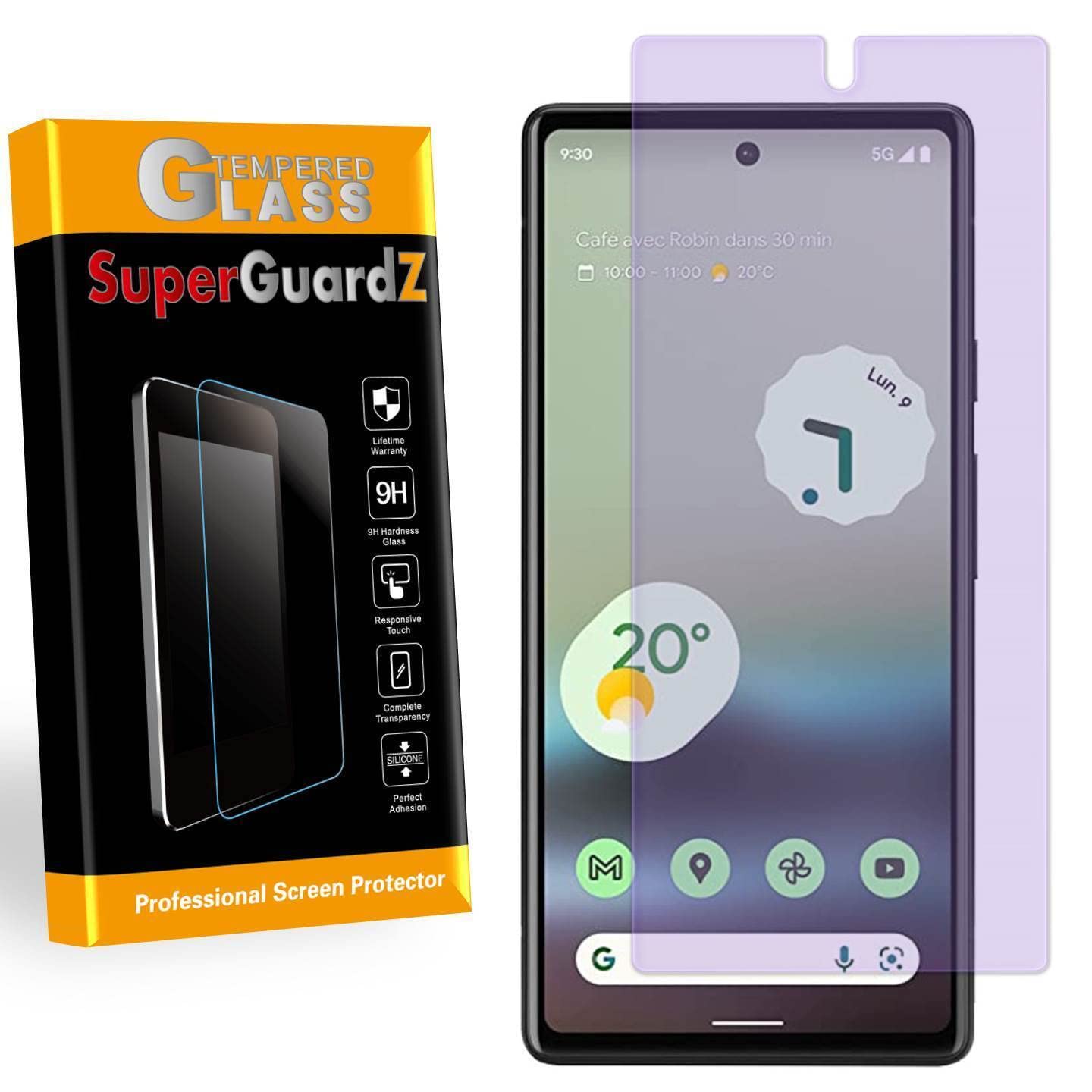 Photo 1 of [2-Pack] for Google Pixel 6a (2022) Screen Protector Anti Blue Light Tempered Glass, Eye Protection, SuperGuardZ, 9H, 0.3mm, Anti-Scratch, Anti-Bubble