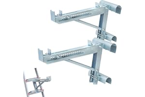 LONSGE 1 Pair Ladder Jacks, 2-Rung Short Body Ladder Jack Tool to 20-Inch Width, Aluminum Ladder Platform Accessories for Stages up, Withstand 264 LBS, Silver