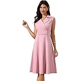 Allegra K Blazer Dress for Women's Sleeveless Lapel Knee Length Midi Work Formal Casual Dresses