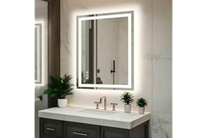 20"×28" LED Mirror Bathroom with Lights|Anti-Fog, 3 Colors, Adjustable Brightness, Memory Function, high-Definition Tempered 