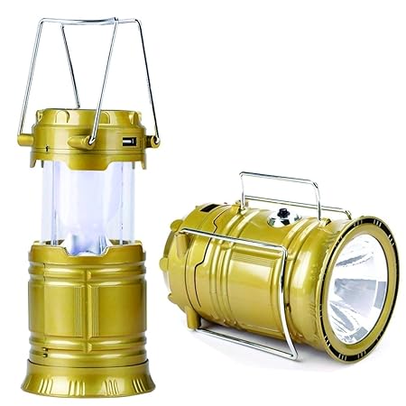 Anusur HEL-5800T LED Solar Emergency Light with USB Mobile Charging and Torch point (Golden)