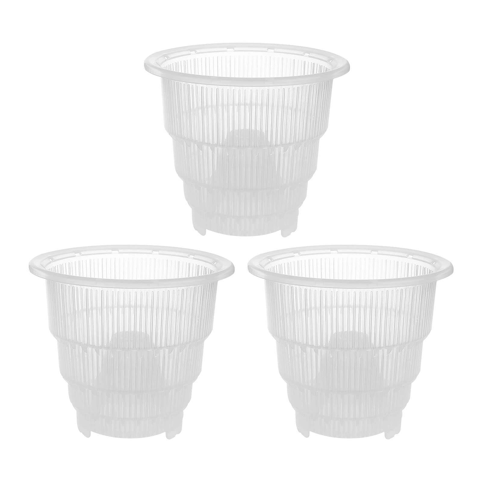 FIYSON 3Pcs Clear Orchid Pot,10/12/15CM Plastic Flower Plant Pot Hard Nursery Pot,Breathable Slotted Plant Seed Pot with Drainage Hole,Decorative Planter Pot for Indoor Outdoor Garden Balcony (12cm)