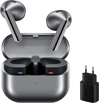 Galaxy Buds3 + Cargador - Auriculares Inalámbricos, Cancelación de Ruido, Bluetooth, Audio 360, Gris (Versión Española)