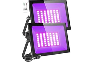 DIMGOGO 2Pack 40W UV Black Lights, Blacklight Flood Light with Plug, IP66 Waterproof, Black Light Party Xmas Halloween Decors Glow in The Dark Stage Lighting, Neon Glow Aquarium Body Paint Fluorescent Poster