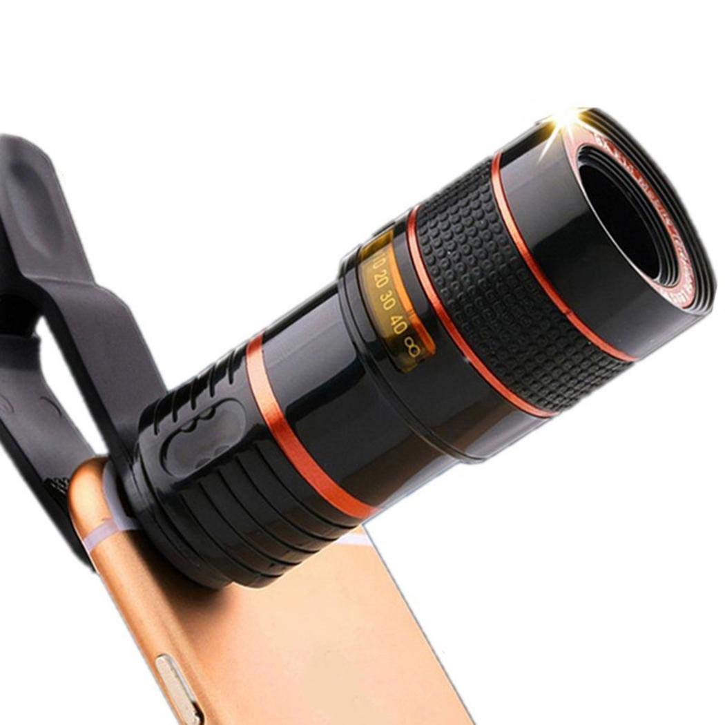 edited Unisex Lentes para Móviles, Clip de Zoom de telescopio óptico HD General de 8X para cámara de teléfono Celular, Kit de Lentes de cámara telescopio Lente para móviles
