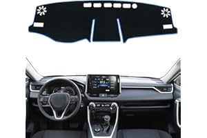 REMOCH Dash Cover for Toyota Rav4 Accessories 2019 2020 2021 2022 2023 2024 Dashboard Cover Mat Custom Fit Center Console Cover Sunshield Protector RAV 4 Pad（Blue Trim）
