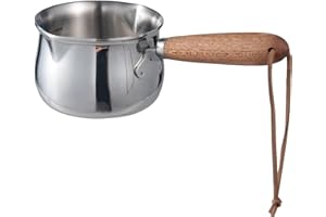 IMEEA Mini Milk Warmer Pot 8.5oz/250ml Butter Warmer 18/10 Tri-Ply Stainless Steel Small Milk Saucepan with Wood Handle