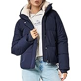 Yimoon Women's Cropped Puffer Jacket Winter Coat Sherpa Fur Lined Quilted Jacket With Hood